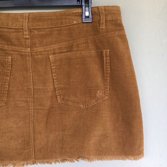 Indigo Rein Corduroy Skirt Women 13 30 Brown Mini Button Fly Y2K Academia Core - Picture 5 of 10